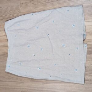 Van Heusen Embroidered Flowers Linen Midi Pencil Skirt